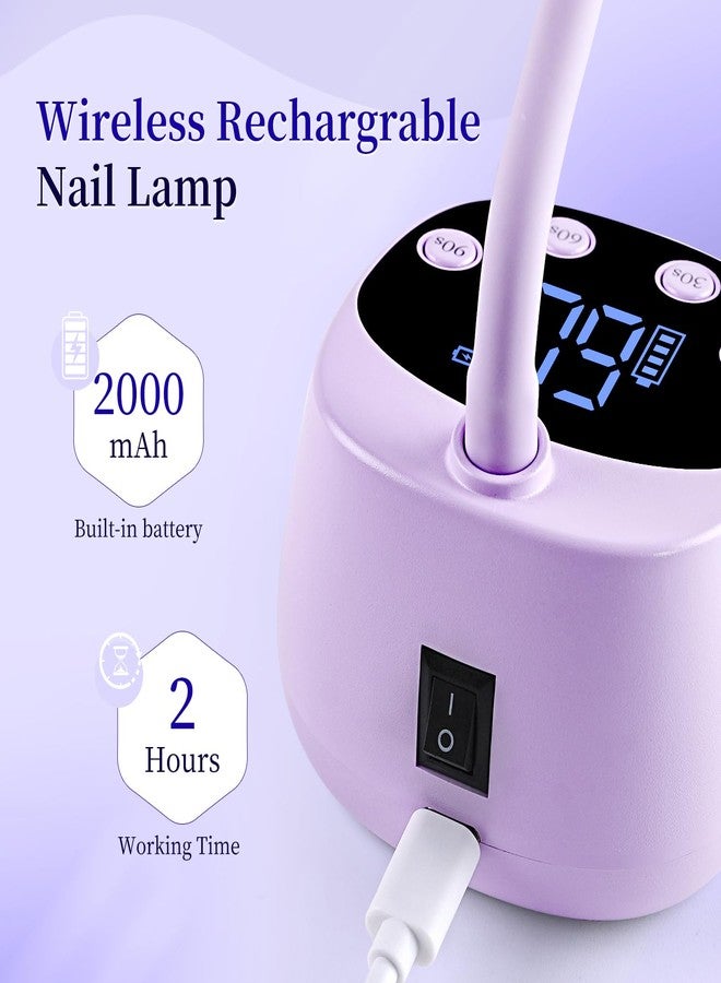 JODSONE Rechargeable Fast Curing U V Nail Lamp -Cordless Portable and Flexible Gooseneck for Gel Polish, Auto Sensor & 4 Timers Lavender Purple - Image 2